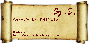 Sziráki Dávid névjegykártya
