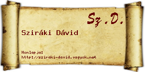 Sziráki Dávid névjegykártya